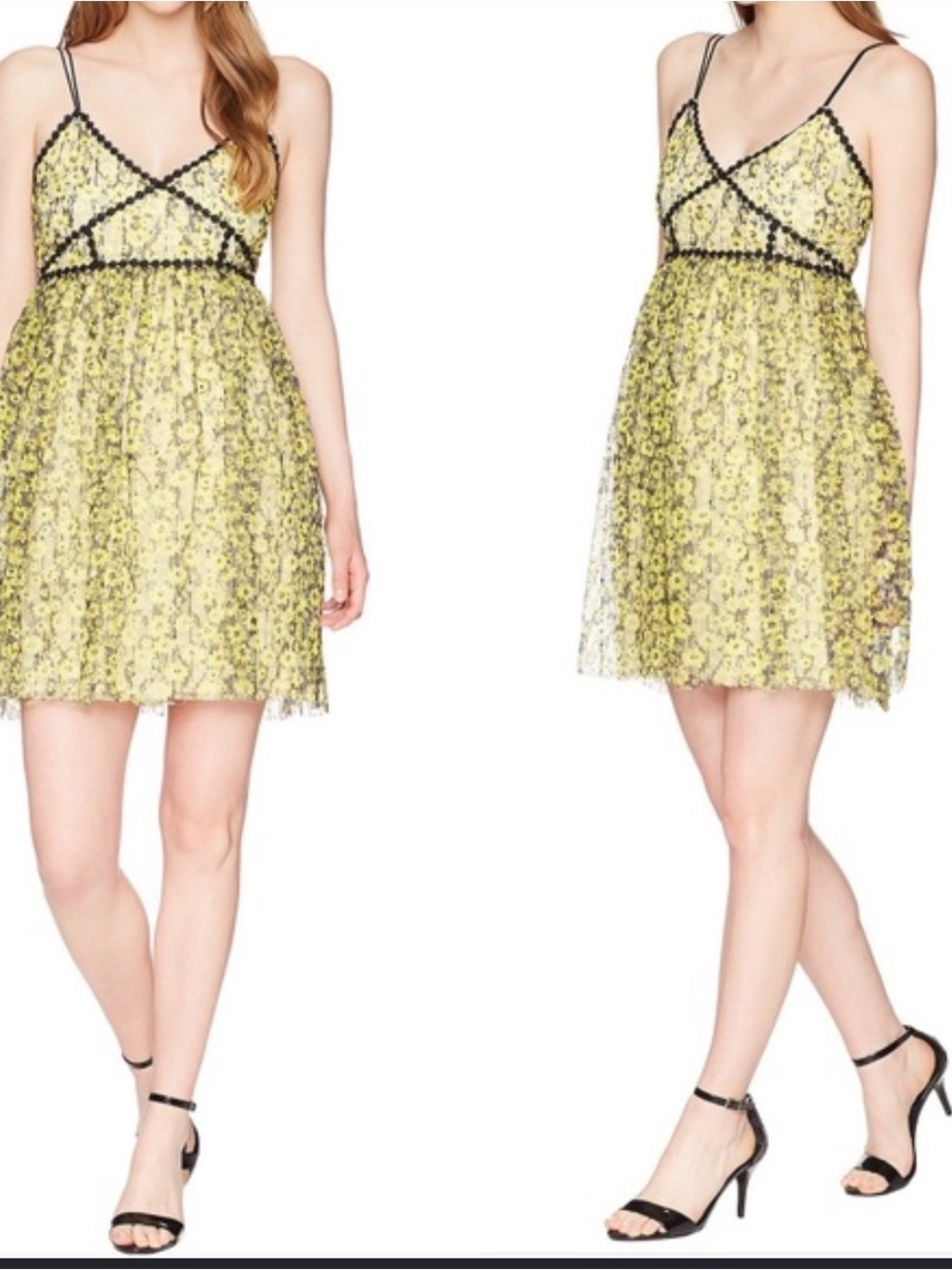 Y2K Romeo And Juliet  Size L Yellow Black trim Lacy Dress NWT fairy baby doll